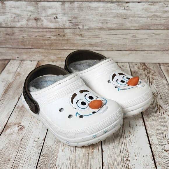 CROCS Kids' Disney Frozen Olaf Sherpa Lined Unisex Toddler C6 Classic Clog Shoe - Picture 1 of 9